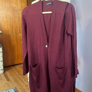 Lands end photo sample burgundy cardigan sweater. Size S